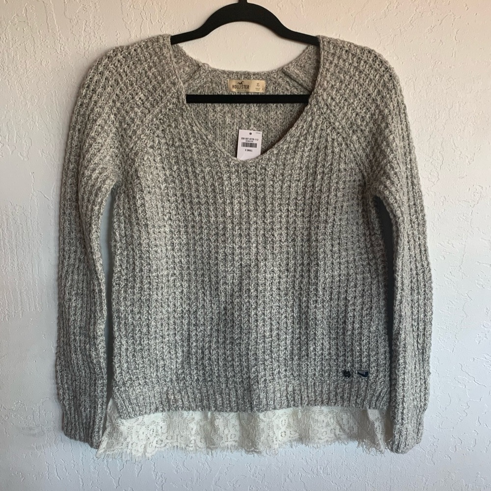 Hollister Lace-Hemmed Knit Sweater